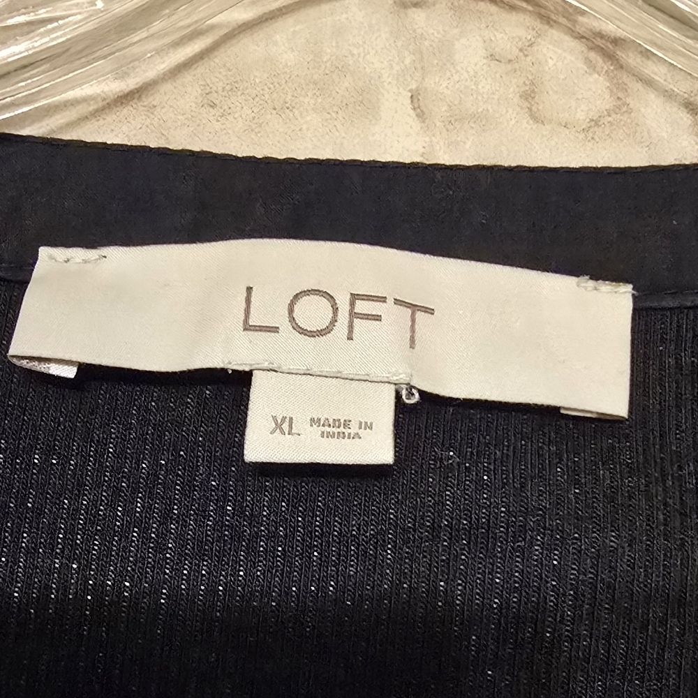 LOFT | Women's | Top | Black Ribbed | Long Sleeve | Size XL - Picture 4 of 6